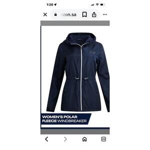 Reebok Women's Blue Softshell Fleece Lined Hooded Jacket Full Zip Size M NWT